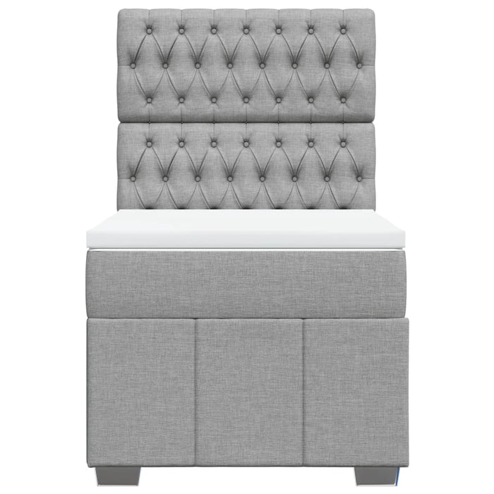 Pat box spring cu saltea, gri deschis, 90x190 cm, textil - WALTI WALTI