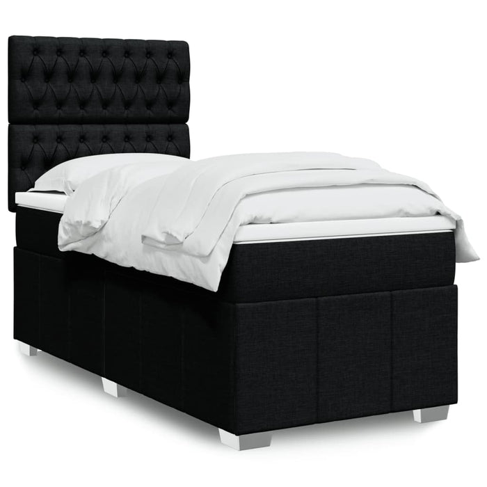 Pat box spring cu saltea, negru, 90x190 cm, textil - WALTI WALTI