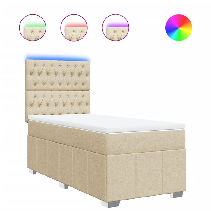 Pat box spring cu saltea, crem, 90x190 cm, textil - WALTI WALTI