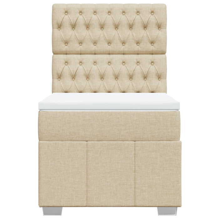Pat box spring cu saltea, crem, 90x190 cm, textil - WALTI WALTI