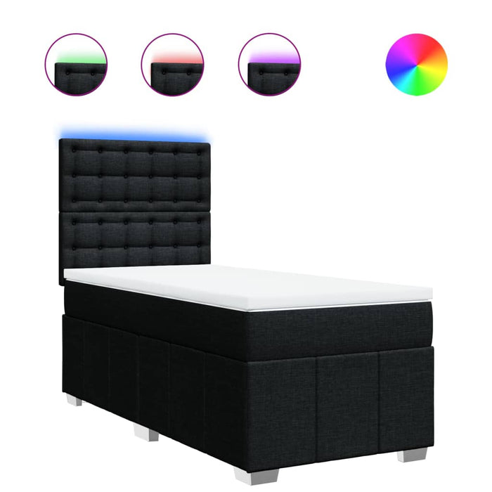 Pat box spring cu saltea, negru, 90x190 cm, textil - WALTI WALTI