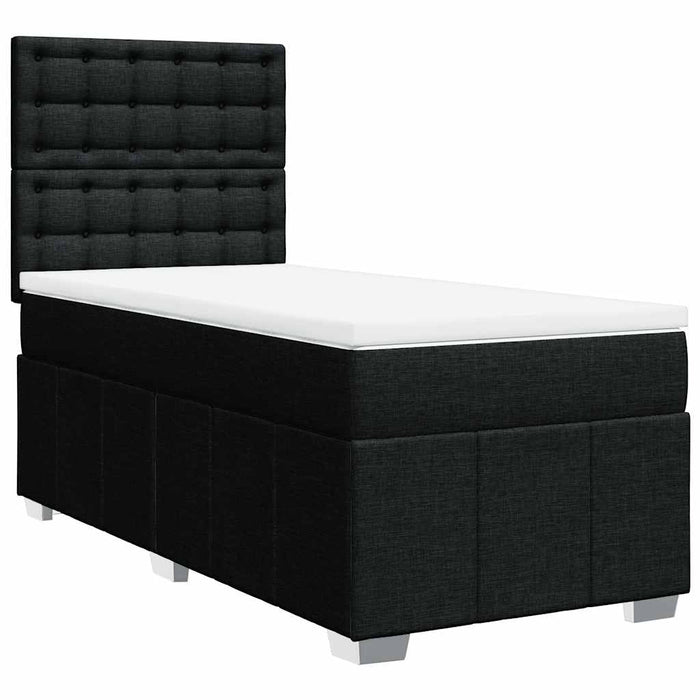 Pat box spring cu saltea, negru, 90x190 cm, textil - WALTI WALTI
