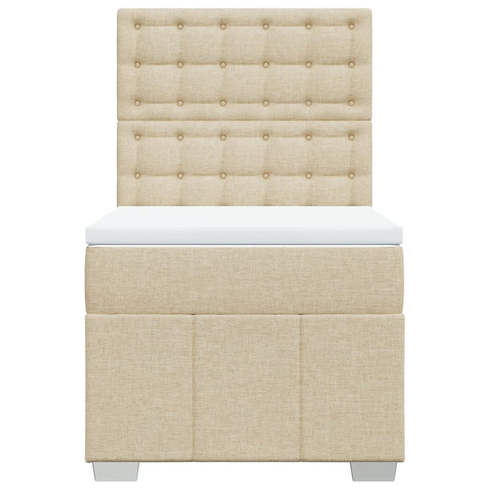 Pat box spring cu saltea, crem, 90x190 cm, textil - WALTI WALTI