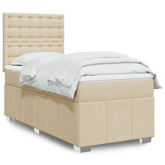 Pat box spring cu saltea, crem, 90x190 cm, textil - WALTI WALTI