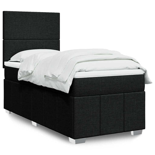 Pat box spring cu saltea, negru, 90x200 cm, textil - WALTI WALTI