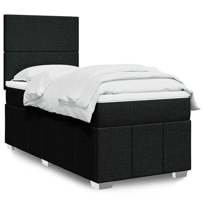 Pat box spring cu saltea, negru, 90x200 cm, textil - WALTI WALTI