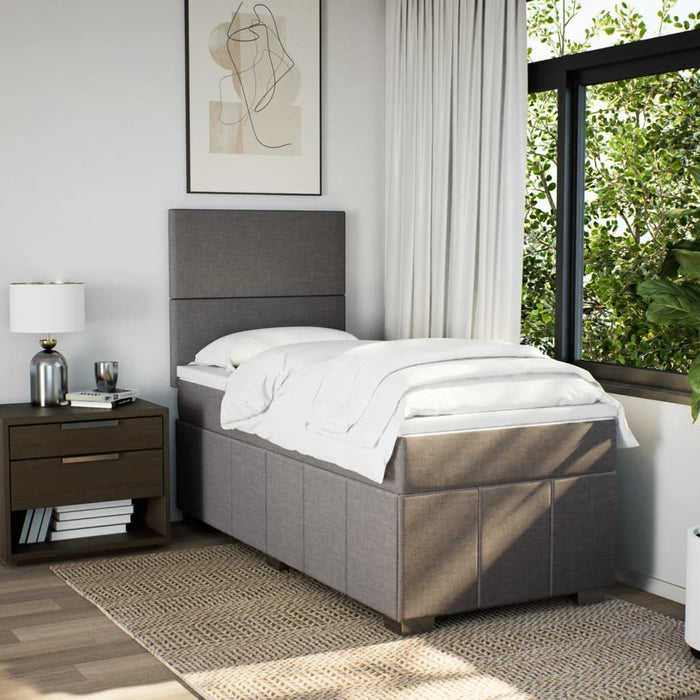 Pat box spring cu saltea, gri taupe, 90x200 cm, textil - WALTI WALTI