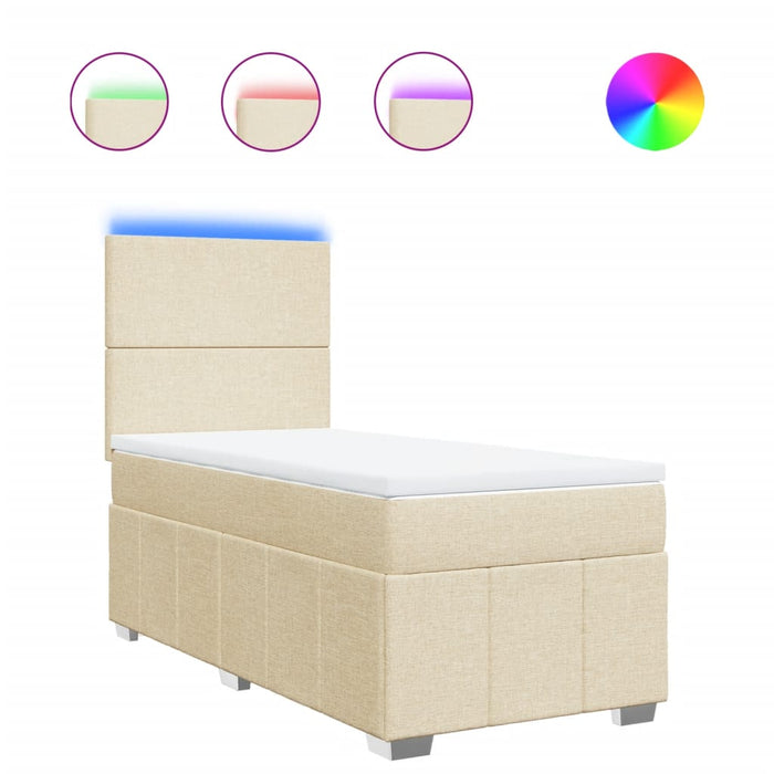 Pat box spring cu saltea, crem, 90x200 cm, textil - WALTI WALTI