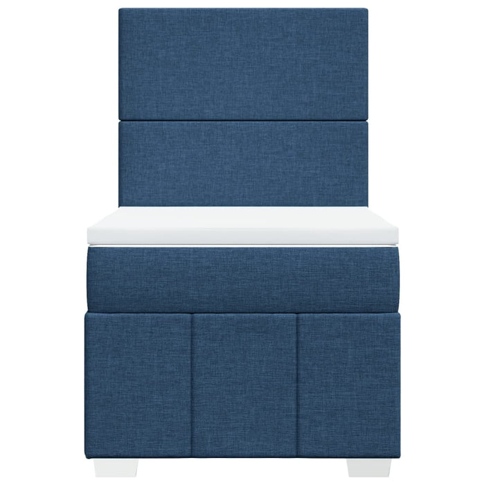 Pat box spring cu saltea, albastru, 90x200 cm, textil - WALTI WALTI