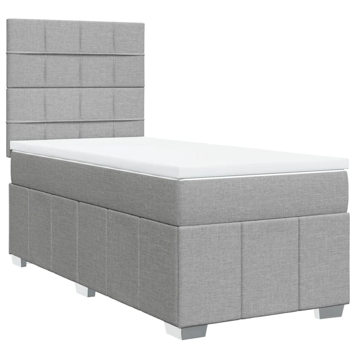 Pat box spring cu saltea, gri deschis, 90x200 cm, textil - WALTI WALTI