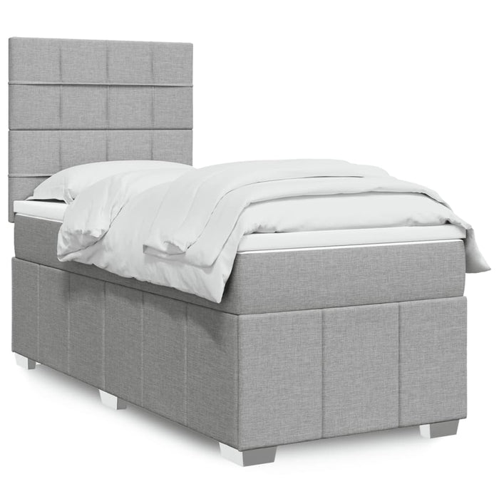 Pat box spring cu saltea, gri deschis, 90x200 cm, textil - WALTI WALTI