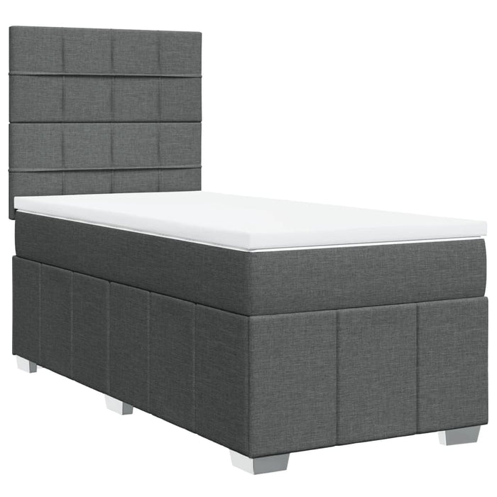 Pat box spring cu saltea, gri închis, 90x200 cm, textil - WALTI WALTI