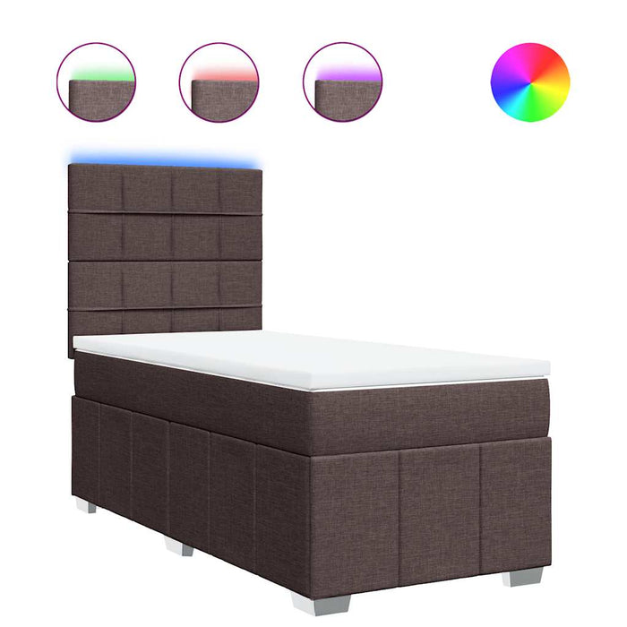 Pat box spring cu saltea, maro închis, 90x200 cm, textil - WALTI WALTI