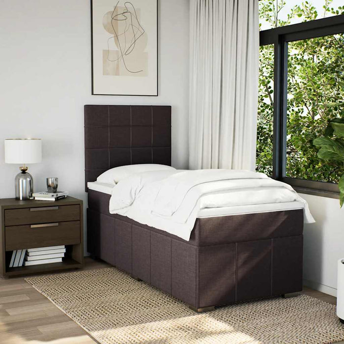 Pat box spring cu saltea, maro închis, 90x200 cm, textil - WALTI WALTI