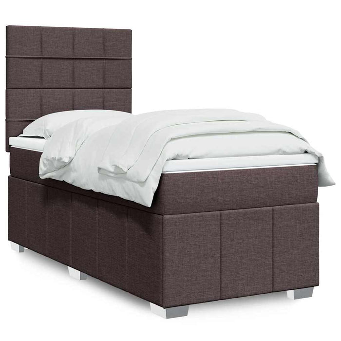 Pat box spring cu saltea, maro închis, 90x200 cm, textil - WALTI WALTI