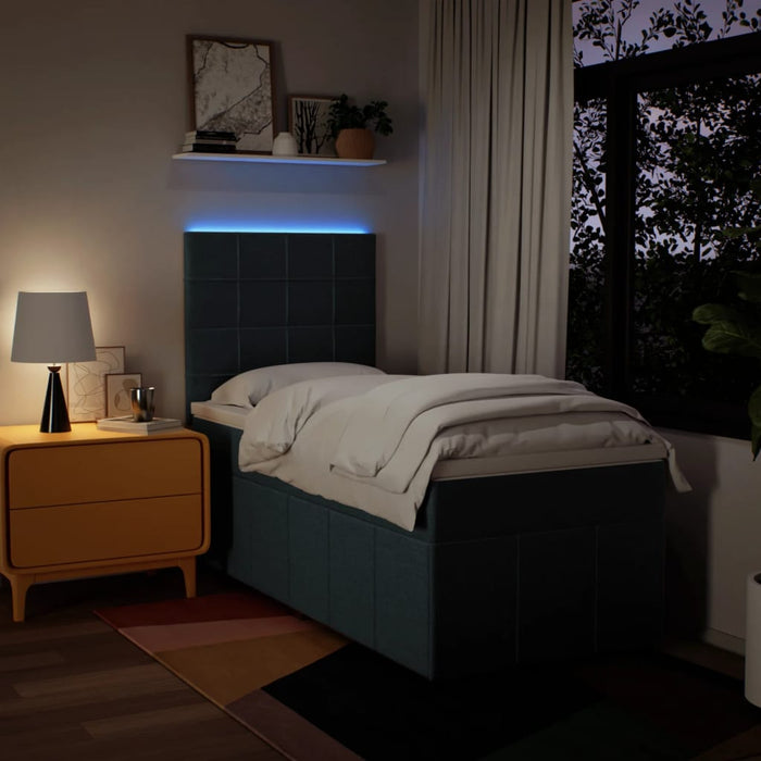 Pat box spring cu saltea, albastru, 90x200 cm, textil - WALTI WALTI