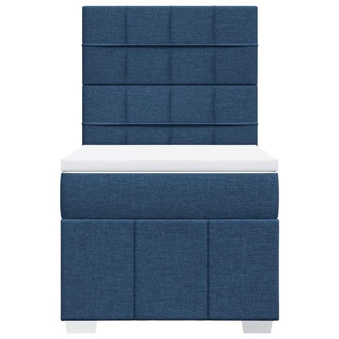 Pat box spring cu saltea, albastru, 90x200 cm, textil - WALTI WALTI