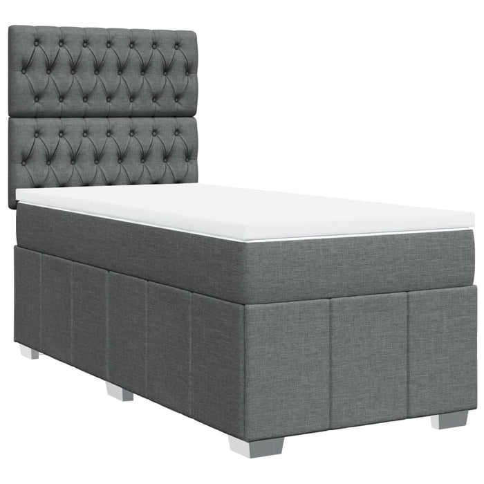 Pat box spring cu saltea, gri închis, 90x200 cm, textil - WALTI WALTI