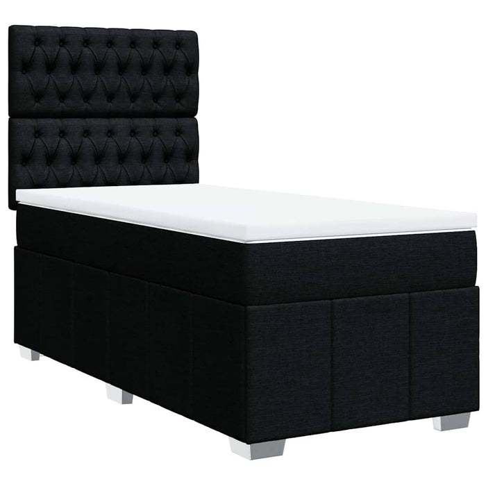 Pat box spring cu saltea, negru, 90x200 cm, textil WALTI
