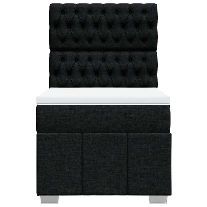 Pat box spring cu saltea, negru, 90x200 cm, textil WALTI