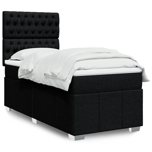 Pat box spring cu saltea, negru, 90x200 cm, textil - WALTI WALTI