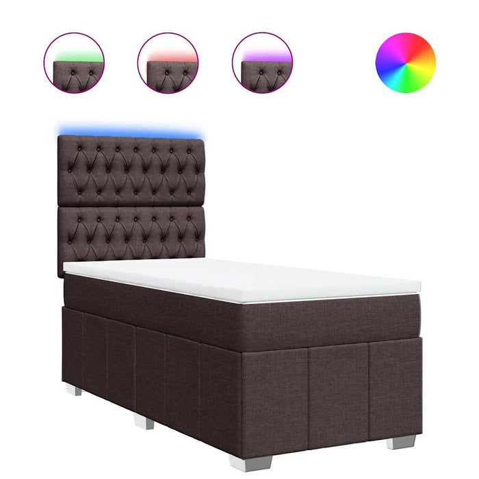 Pat box spring cu saltea, maro închis, 90x200 cm, textil WALTI