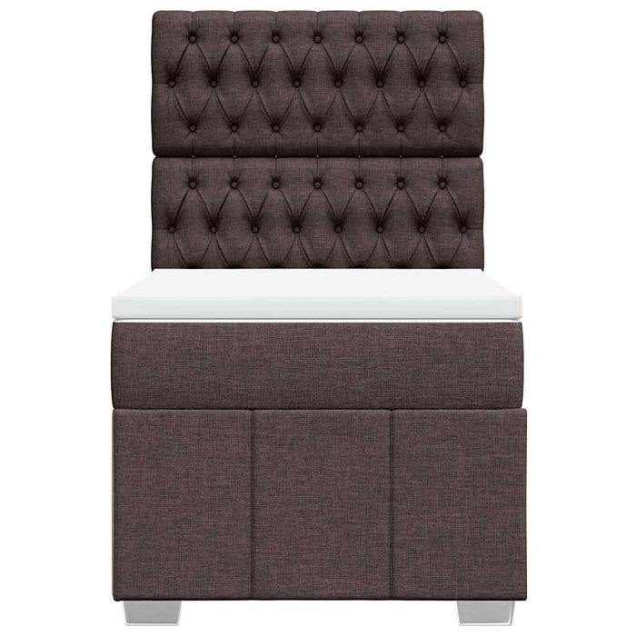 Pat box spring cu saltea, maro închis, 90x200 cm, textil WALTI