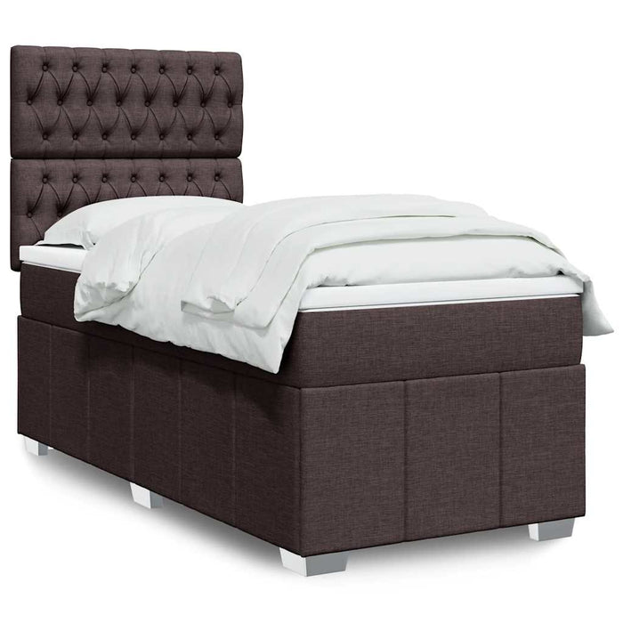 Pat box spring cu saltea, maro închis, 90x200 cm, textil WALTI