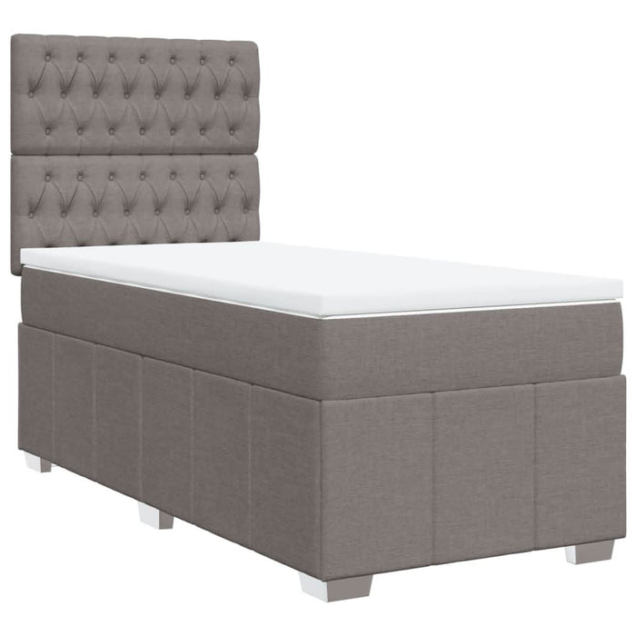 Pat box spring cu saltea, gri taupe, 90x200 cm, textil - WALTI WALTI