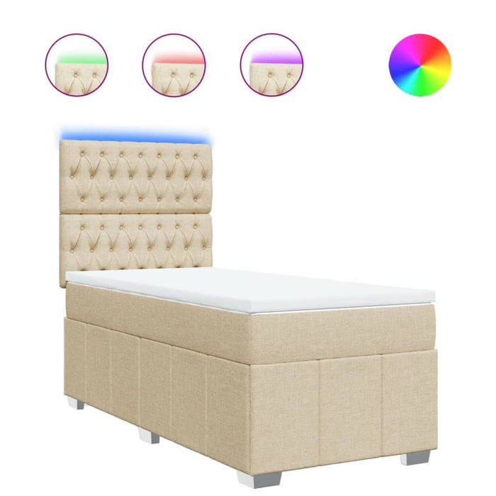 Pat box spring cu saltea, crem, 90x200 cm, textil - WALTI WALTI
