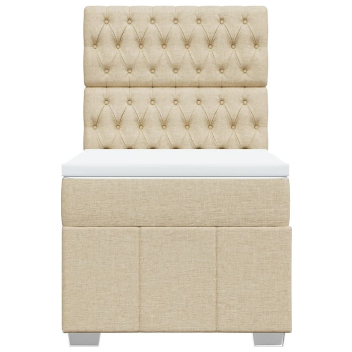 Pat box spring cu saltea, crem, 90x200 cm, textil - WALTI WALTI