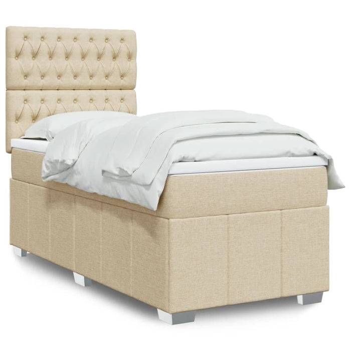 Pat box spring cu saltea, crem, 90x200 cm, textil - WALTI WALTI