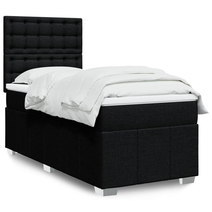 Pat box spring cu saltea, negru, 90x200 cm, textil - WALTI WALTI