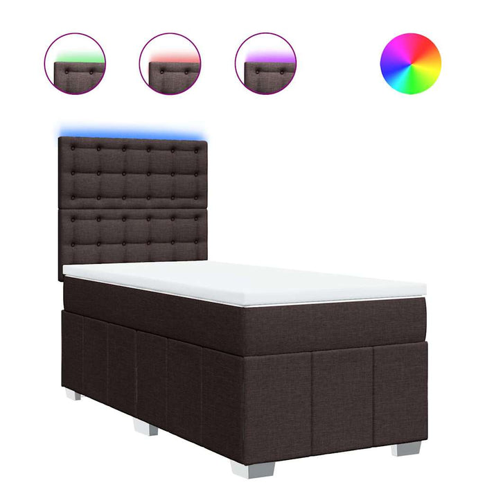 Pat box spring cu saltea, maro închis, 90x200 cm, textil - WALTI WALTI