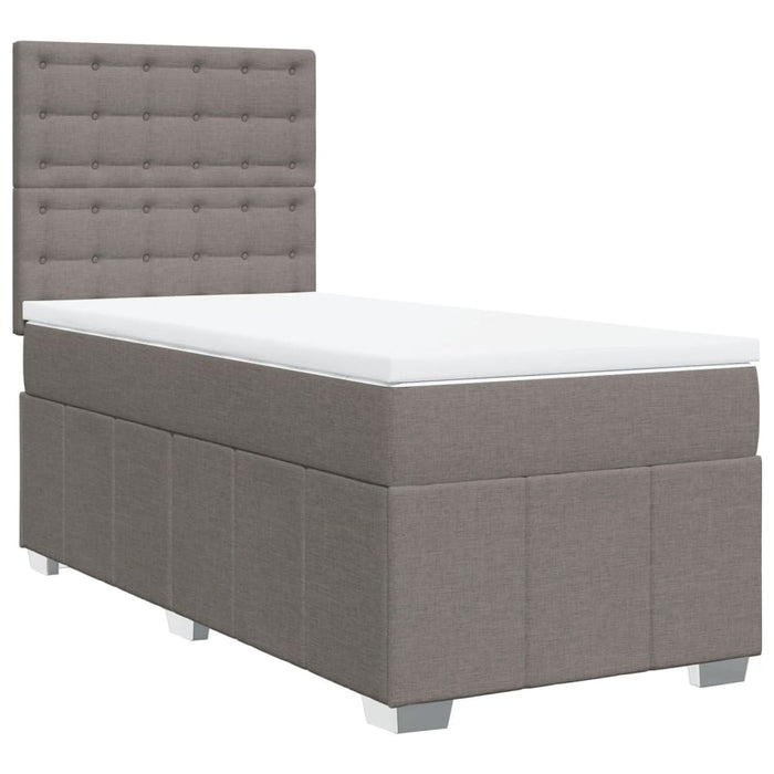 Pat box spring cu saltea, gri taupe, 90x200 cm, textil - WALTI WALTI