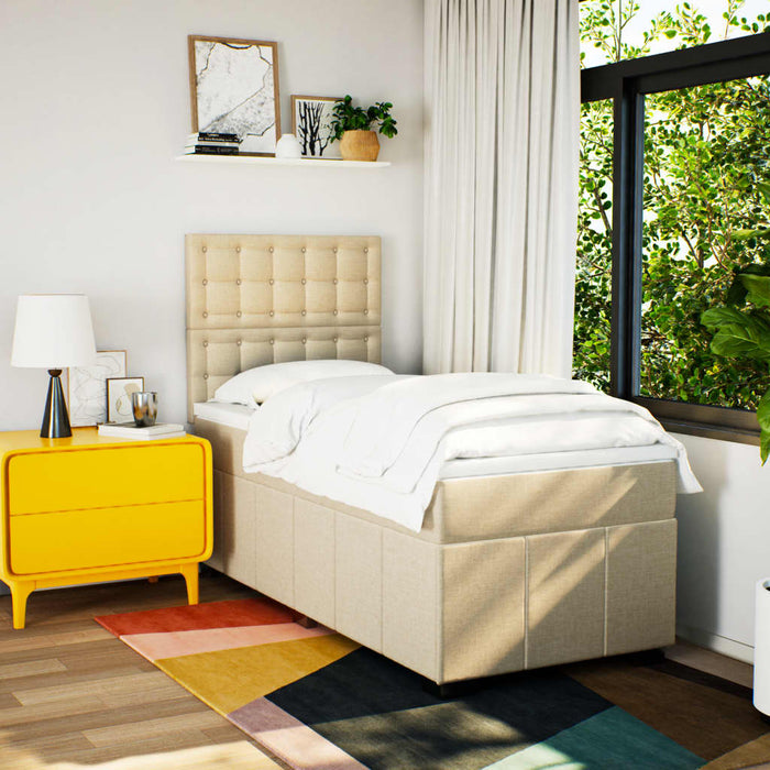 Pat box spring cu saltea, crem, 90x200 cm, textil - WALTI WALTI