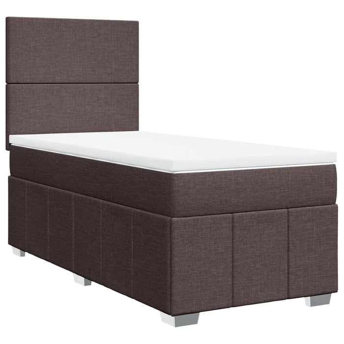 Pat box spring cu saltea, maro închis, 100x200 cm, textil WALTI