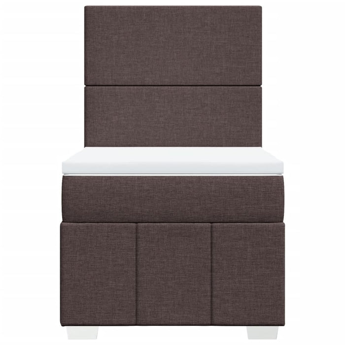 Pat box spring cu saltea, maro închis, 100x200 cm, textil WALTI
