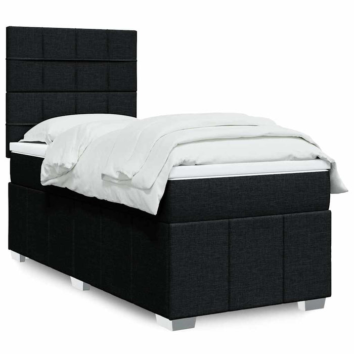 Pat box spring cu saltea, negru, 100x200 cm, textil - WALTI WALTI