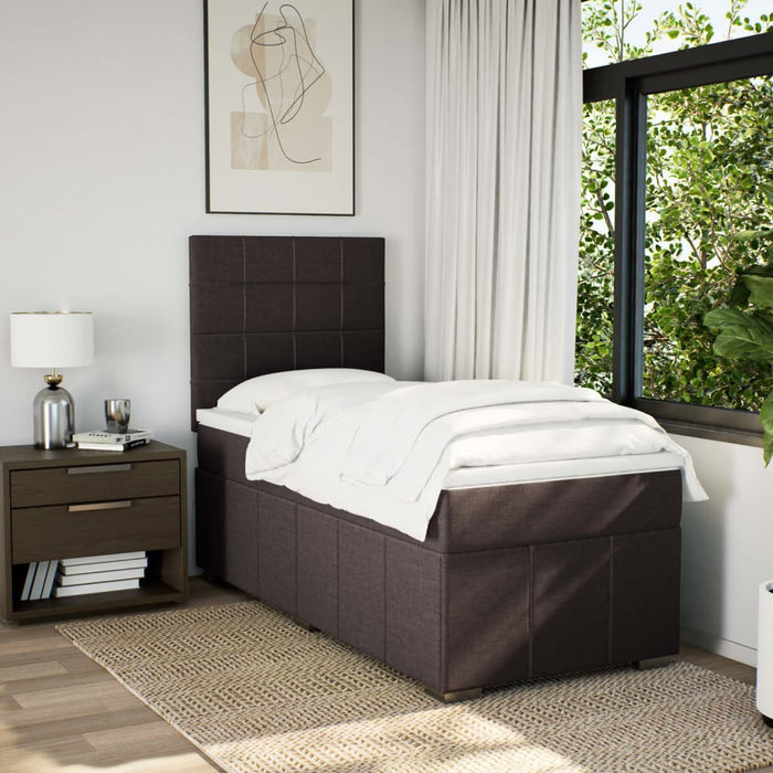 Pat box spring cu saltea, maro închis, 100x200 cm, textil WALTI