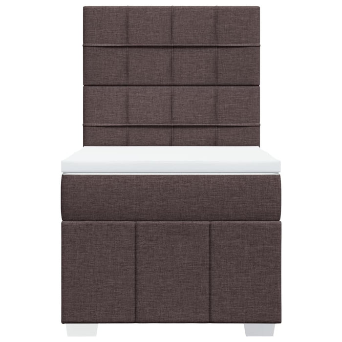 Pat box spring cu saltea, maro închis, 100x200 cm, textil WALTI