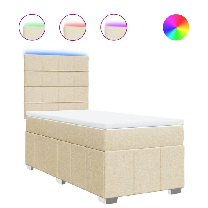 Pat box spring cu saltea, crem, 100x200 cm, textil - WALTI WALTI