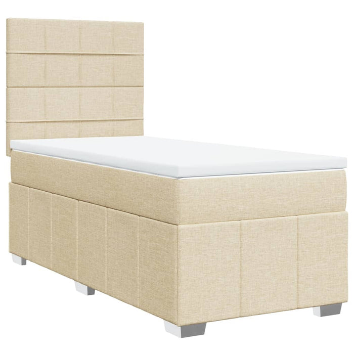 Pat box spring cu saltea, crem, 100x200 cm, textil - WALTI WALTI