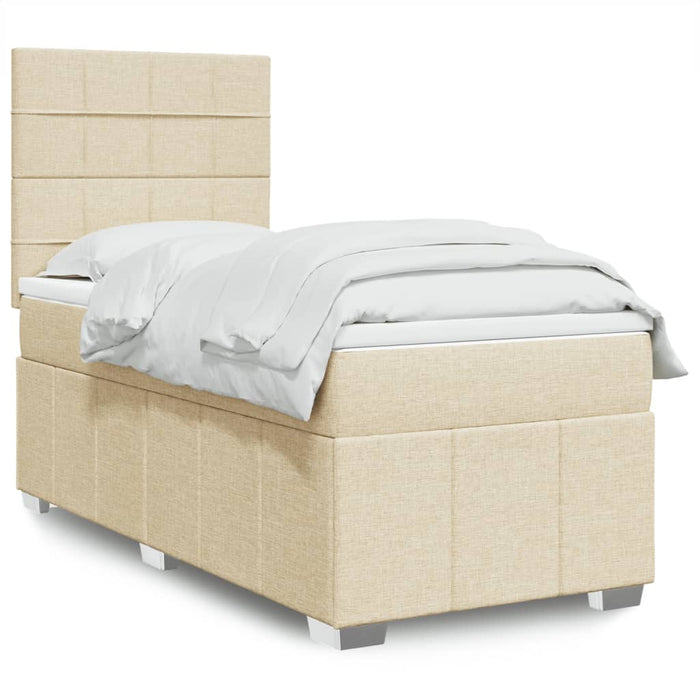 Pat box spring cu saltea, crem, 100x200 cm, textil - WALTI WALTI