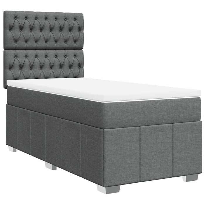 Pat box spring cu saltea, gri închis, 100x200 cm, textil - WALTI WALTI