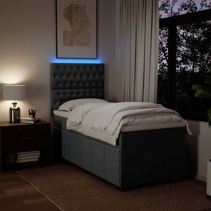 Pat box spring cu saltea, gri închis, 100x200 cm, textil - WALTI WALTI