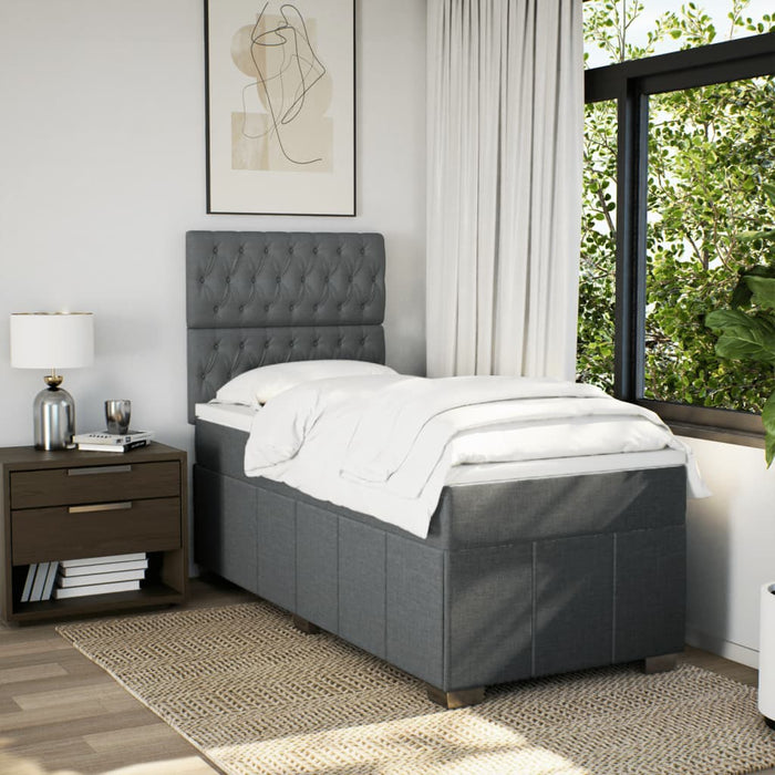 Pat box spring cu saltea, gri închis, 100x200 cm, textil - WALTI WALTI