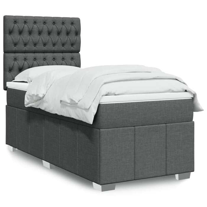 Pat box spring cu saltea, gri închis, 100x200 cm, textil - WALTI WALTI