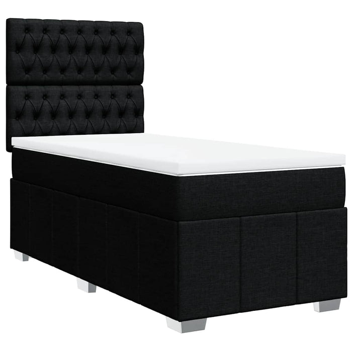 Pat box spring cu saltea, negru, 100x200 cm, textil - WALTI WALTI