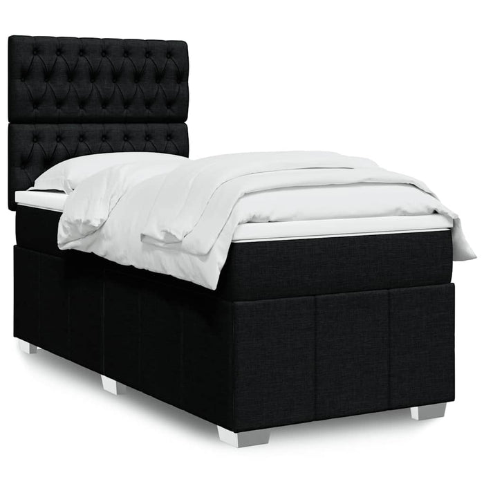 Pat box spring cu saltea, negru, 100x200 cm, textil - WALTI WALTI